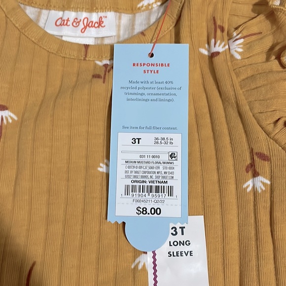 Cat & Jack Mustard Floral Long Sleeve Shirt - Picture 5 of 5